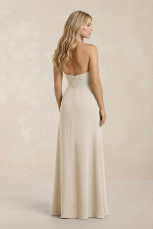 High Neck Chiffon Sheath Ruched Bridesmaid Dress in Dove Gray - KISS BRIDAL Bridesmaid Dresses