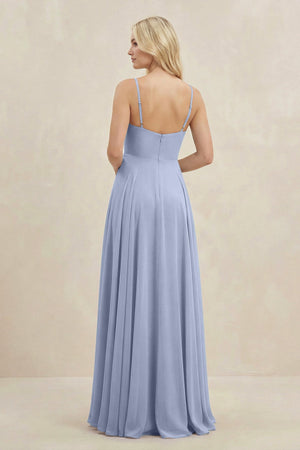 Ice A-Line Spaghetti Strap Chiffon Bridesmaid Dress (2) | KISSBRIDAL