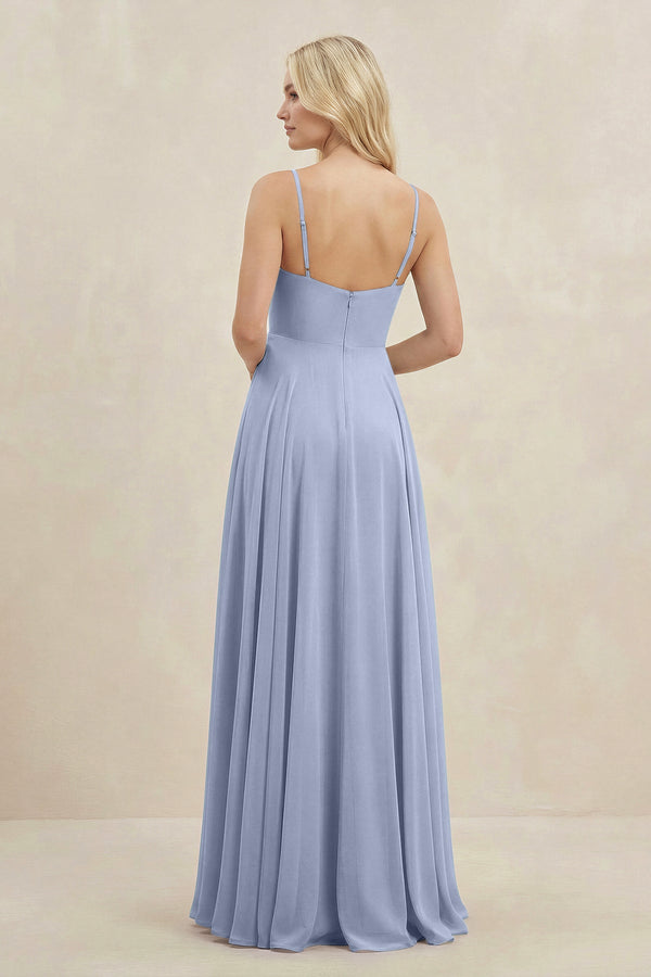 Ice A-Line Spaghetti Strap Chiffon Bridesmaid Dress (2) | KISSBRIDAL