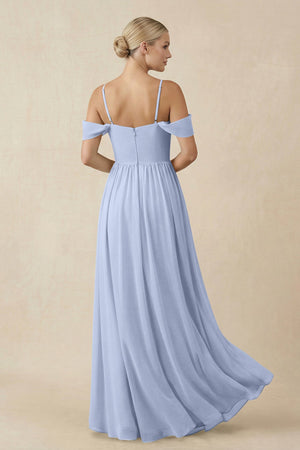 Ice Off-the-Shoulder Sweetheart A-Line Chiffon Bridesmaid Dress (2) | KISSBRIDAL
