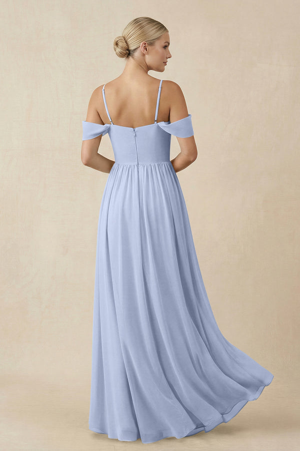 Ice Off-the-Shoulder Sweetheart A-Line Chiffon Bridesmaid Dress (2) | KISSBRIDAL