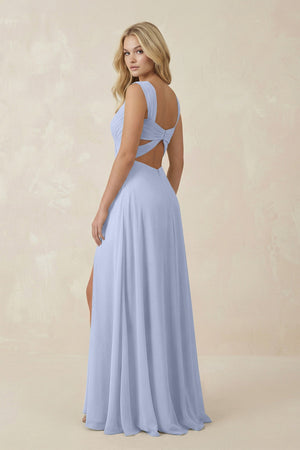 Ice Sweetheart A-Line Chiffon Long Bridesmaid Dress (2) | KISSBRIDAL