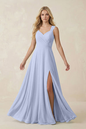 Ice Sweetheart A-Line Chiffon Long Bridesmaid Dress | KISSBRIDAL