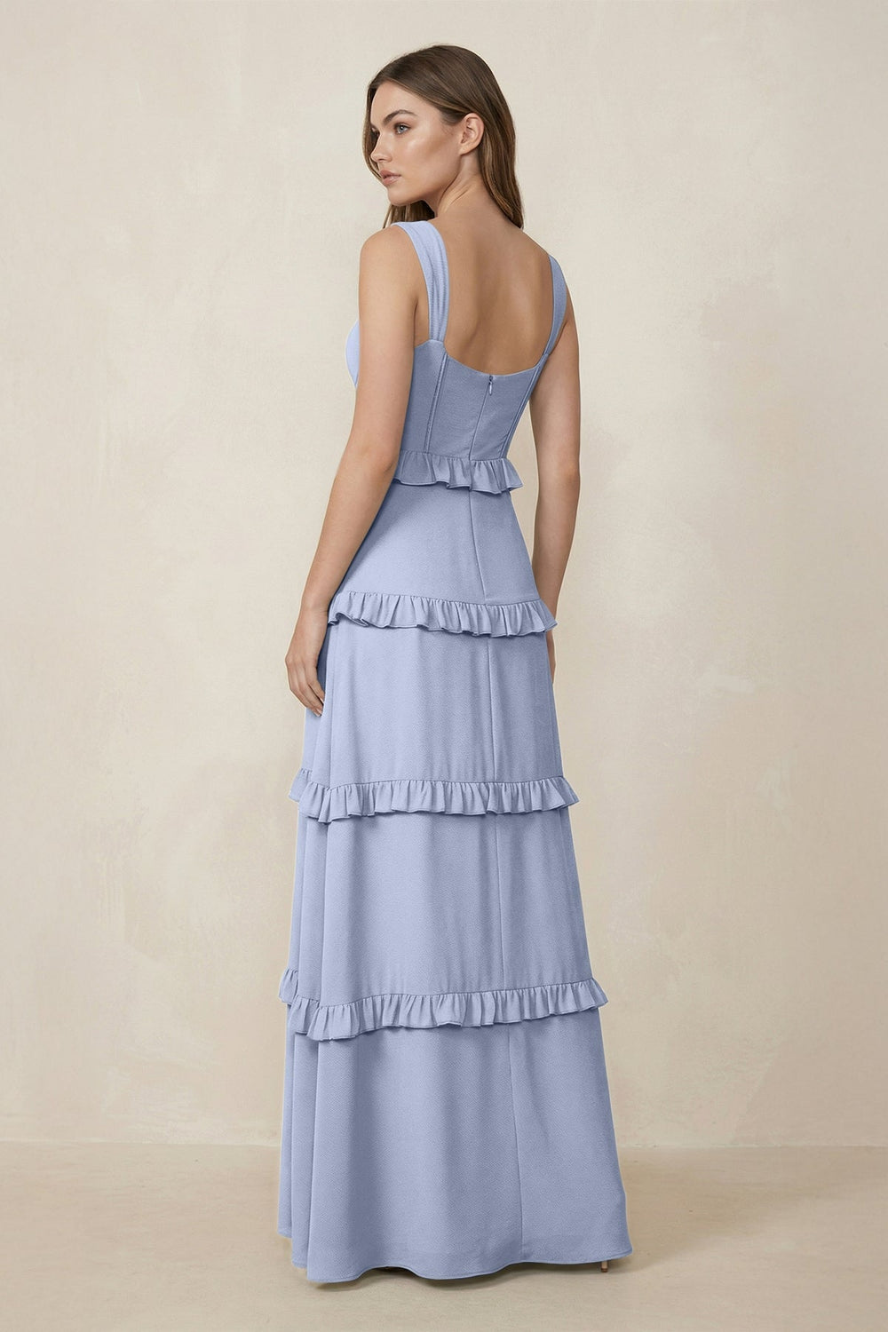Sweetheart Tiered A-Line Chiffon Bridesmaid Dress in Ice