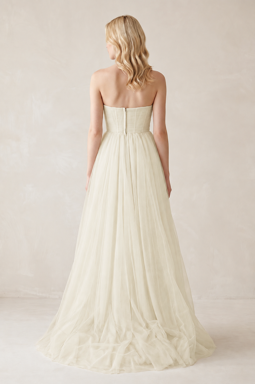 A-Line Sweetheart Tulle Long Wedding Dresses
