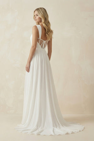 Ivory Chiffon A - Line Sweetheart Wedding Dress - KISS BRIDAL Wedding Dresses