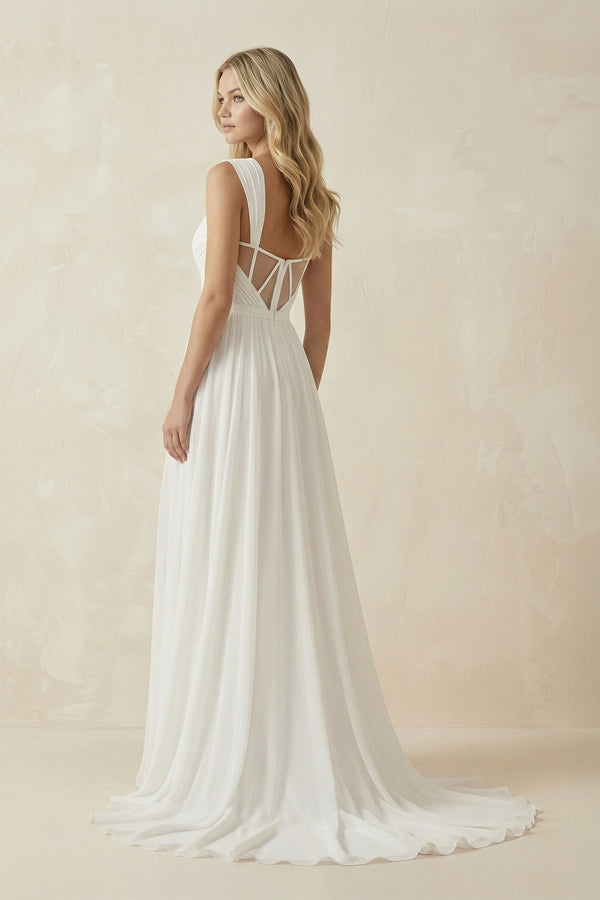 Ivory Chiffon A - Line Sweetheart Wedding Dress - KISS BRIDAL Wedding Dresses