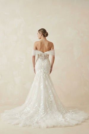 Ivory Off - the - Shoulder Lace Mermaid Wedding Dress - KISS BRIDAL Wedding Dresses