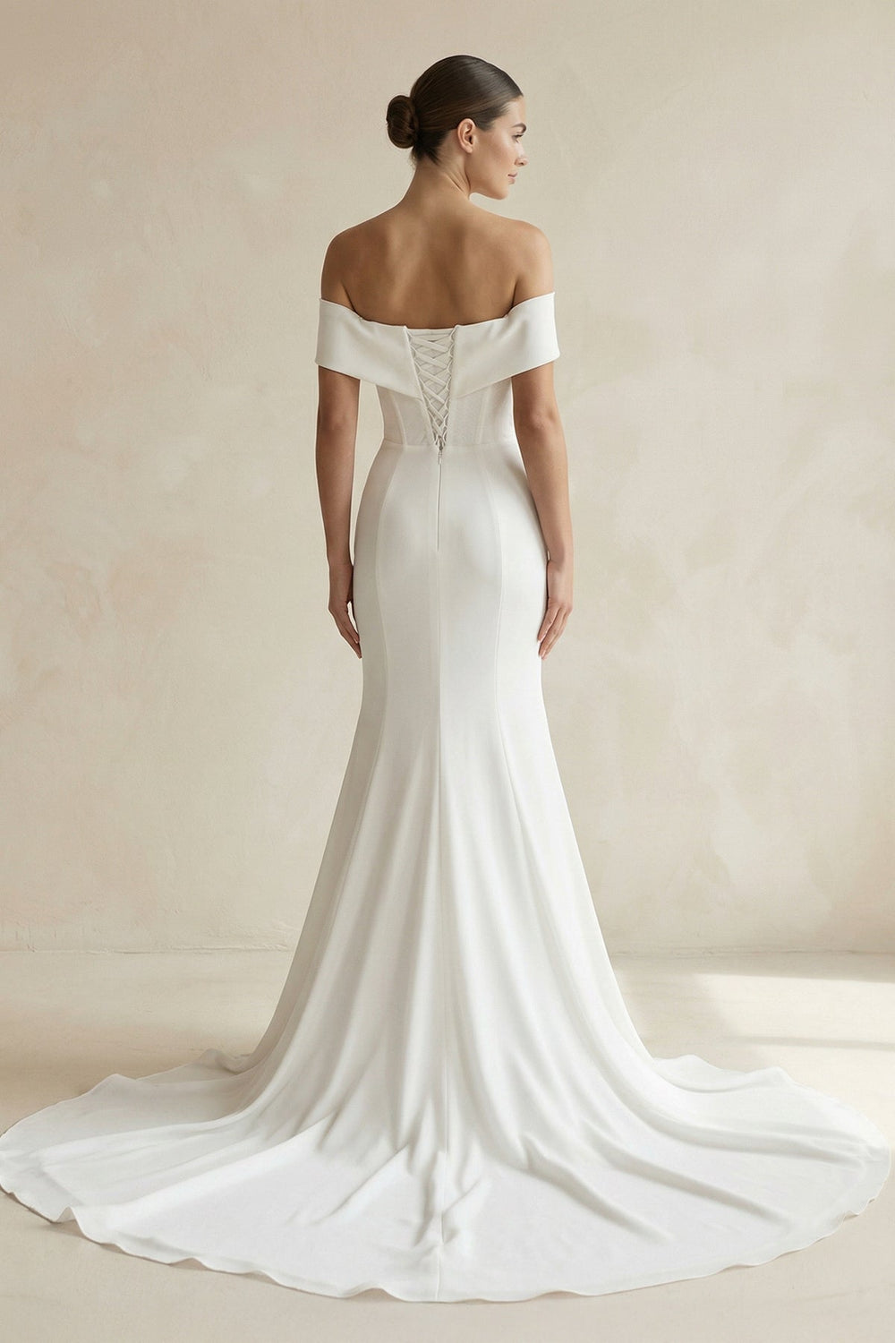 Simple Mermaid Off-the-Shoulder Wedding Dress