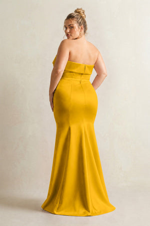 Marigold Strapless Satin Mermaid Bridesmaid Dress (2) [sizeplus] | KISSBRIDAL