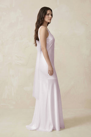 Mermaid Scoop Neck Satin Bridesmaid Dress with Bow in Dusk - KISS BRIDAL Bridesmaid Dresses
