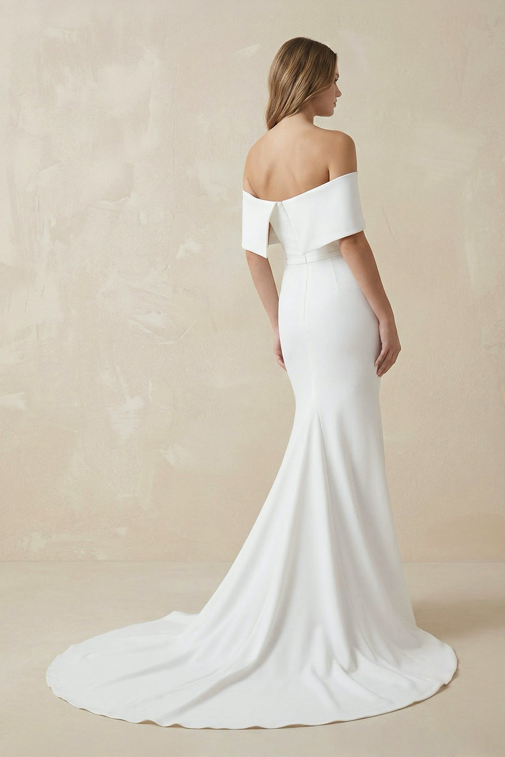 Mermaid Off-The-Shoulder Satin Wedding Dress in White