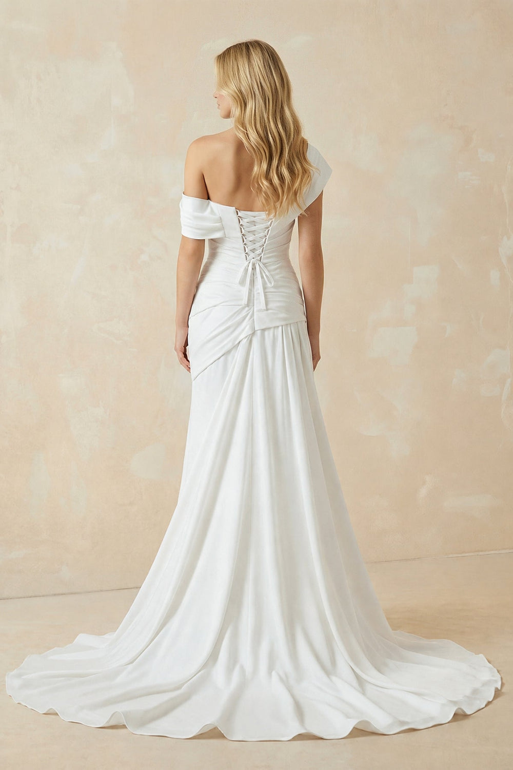 Mermaid Off The Shoulder Ruched Chiffon Wedding Dress