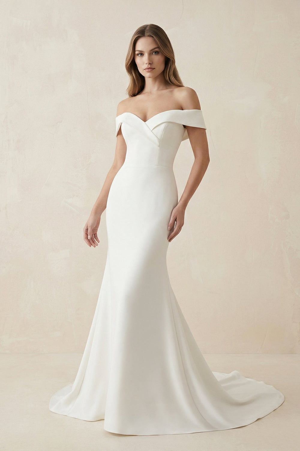 Simple Mermaid Off-the-Shoulder Wedding Dress