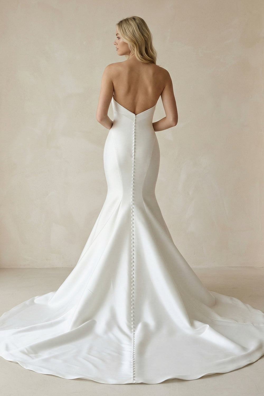 Mermaid Satin Strapless Maxi Wedding Dress in White