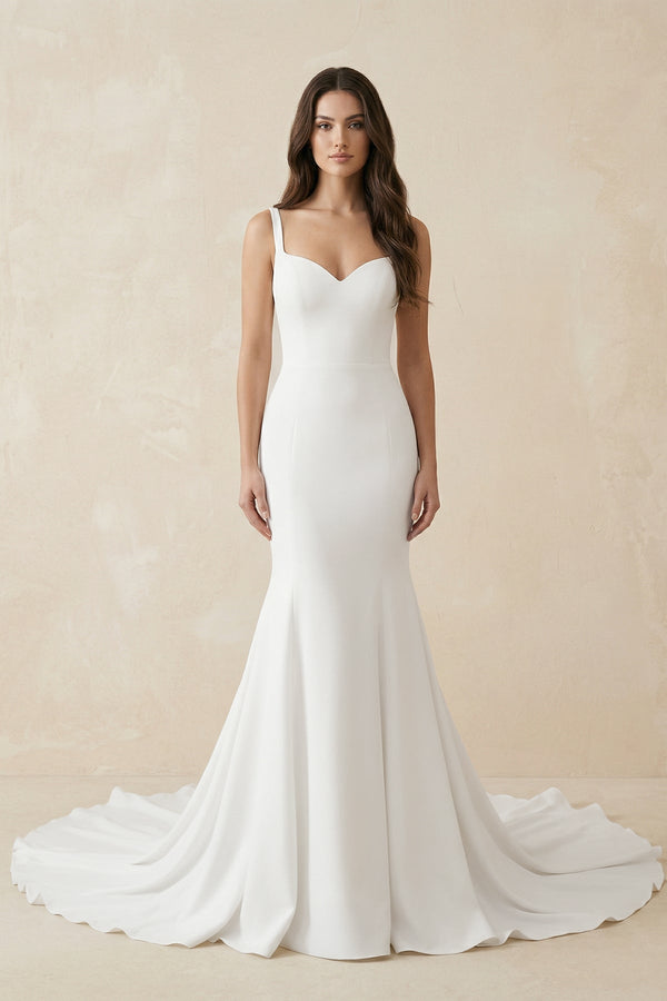 Mermaid Satin Sweetheart Wedding Dress in White - KISS BRIDAL Wedding Dresses