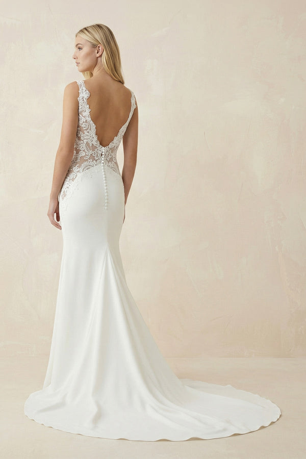 Mermaid Satin Wedding Dress With Appliques in Ivory - KISS BRIDAL Wedding Dresses