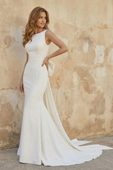 Mermaid Satin Wedding Dress With Bow in Ivory - KISS BRIDAL Wedding Dresses