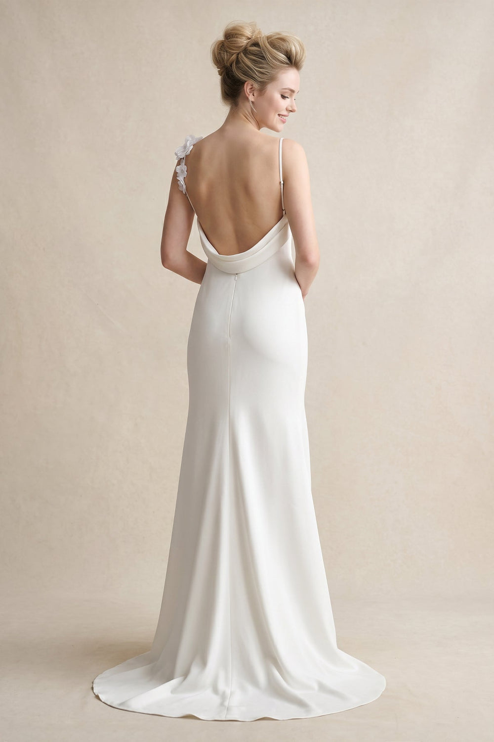 Sheath Satin Wedding Dress With Floral in White