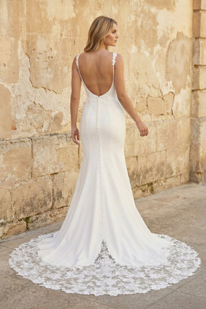 Mermaid Satin Wedding Dress With Lace in Ivory - KISS BRIDAL Wedding Dresses