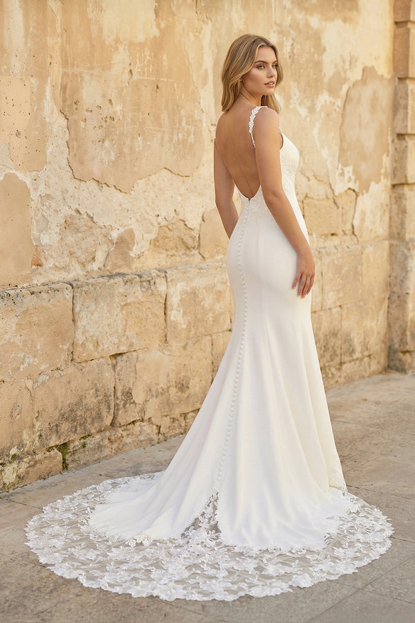 Mermaid Satin Wedding Dress With Lace in Ivory - KISS BRIDAL Wedding Dresses