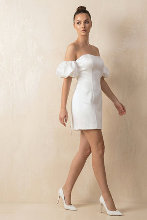 Mermaid Strapless Satin Wedding Dress in White - KISS BRIDAL Wedding Dresses