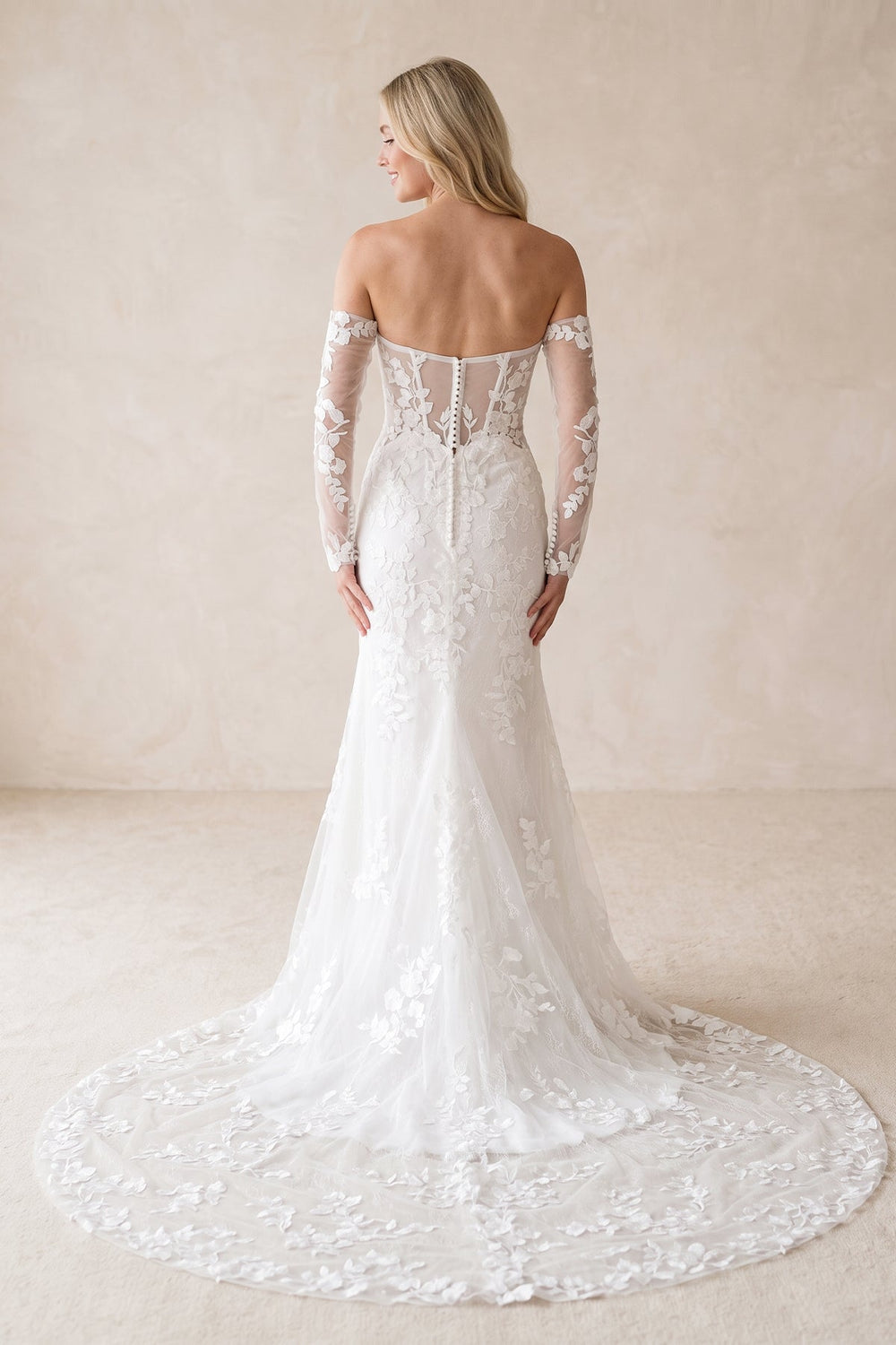 Mermaid Sweetheart Lace Wedding Dress With Sleeves