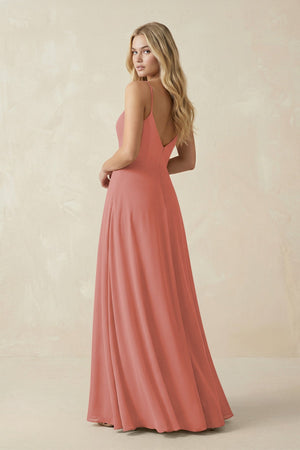 Mulberry Cami Strap A-Line Chiffon Bridesmaid Dress with Slit (2) | KISSBRIDAL