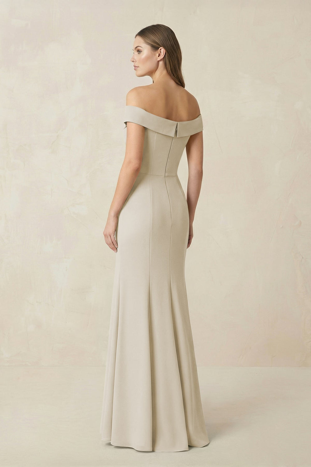 Off-the Shoulder Mermaid Chiffon Bridesmaid Dress in Dove Gray