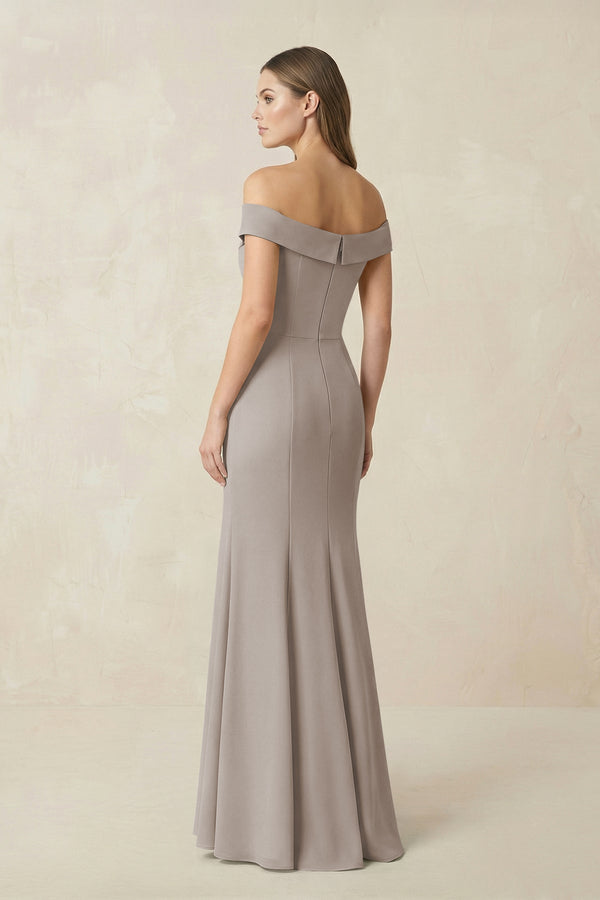 Off-the Shoulder Mermaid Chiffon Bridesmaid Dress in Frost (2) | KISSBRIDAL