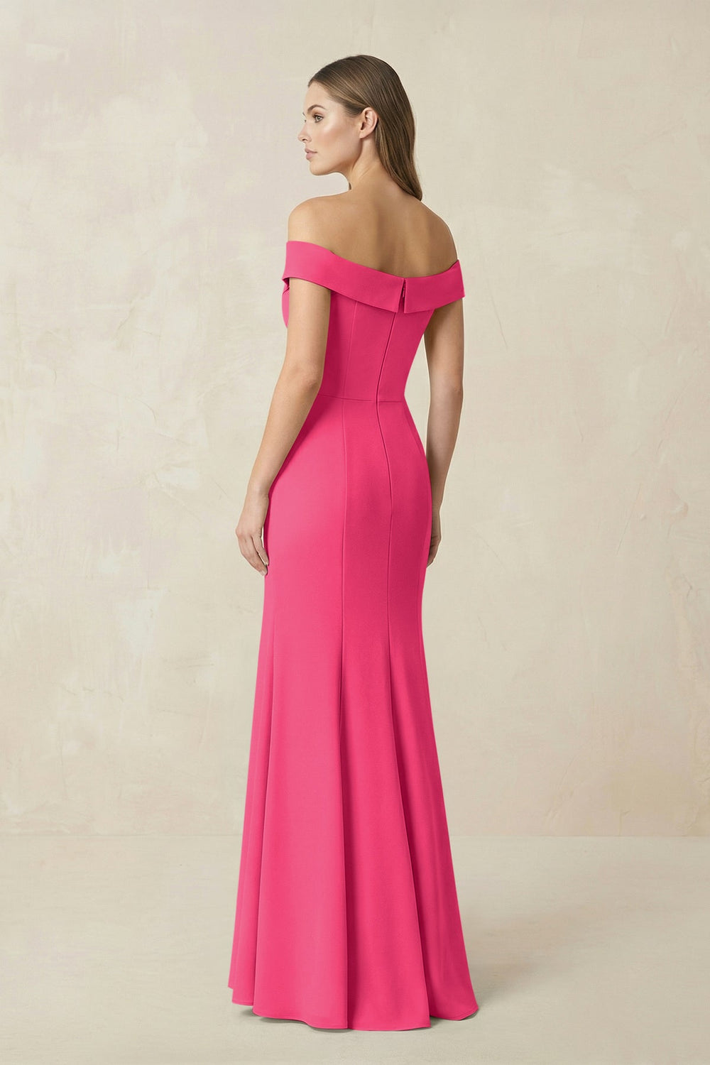 Off-the Shoulder Mermaid Chiffon Bridesmaid Dress in Fuchsia