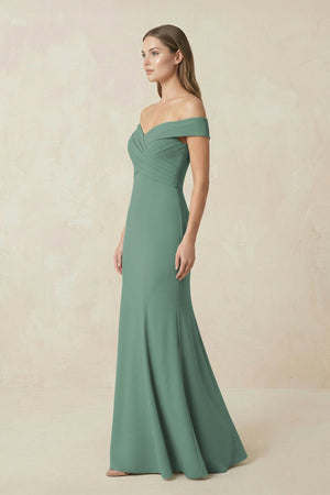 Off-the Shoulder Mermaid Chiffon Bridesmaid Dress in Sea Glass (3) | KISSBRIDAL