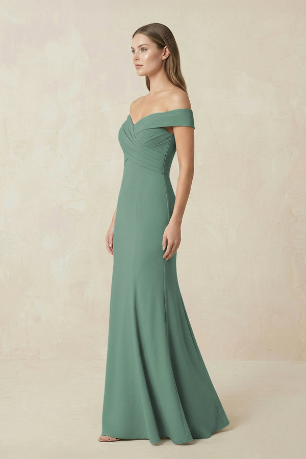 Off-the Shoulder Mermaid Chiffon Bridesmaid Dress in Sea Glass (3) | KISSBRIDAL
