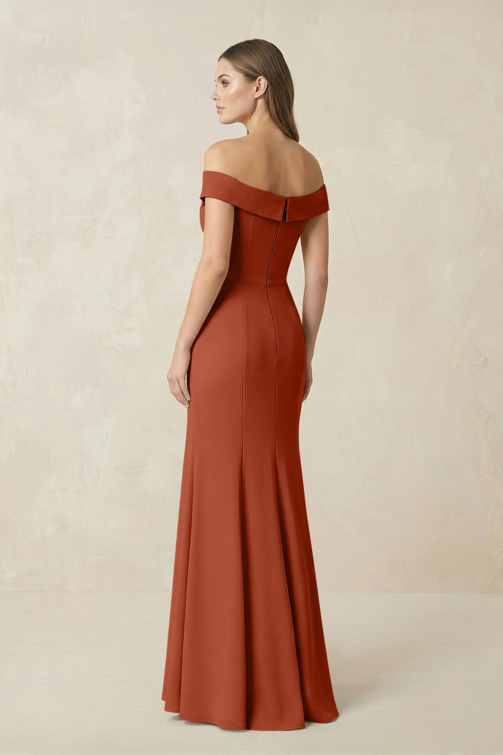 Off-the Shoulder Mermaid Chiffon Bridesmaid Dress in Spice
