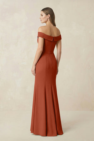 Off - the Shoulder Mermaid Chiffon Bridesmaid Dress in Spice - KISS BRIDAL Bridesmaid Dresses