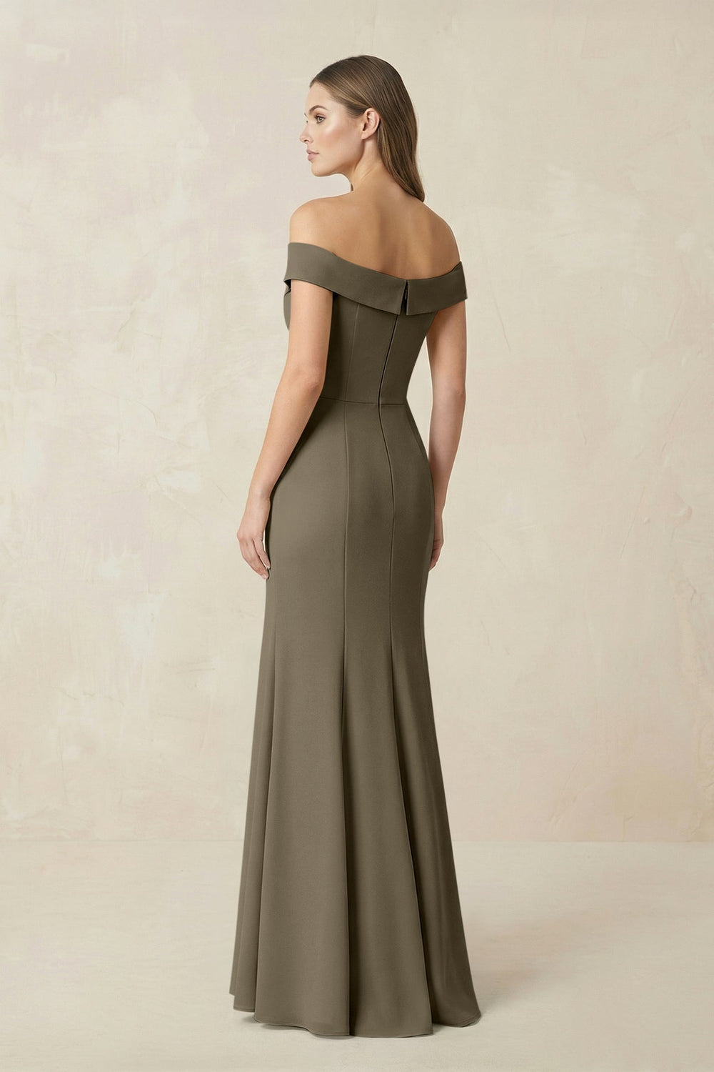 Off-the Shoulder Mermaid Chiffon Bridesmaid Dress in Willow Green