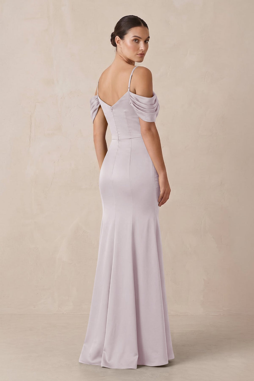 Off-the-Shoulder Mermaid Ruched Bridesmaid Dress in Dusk