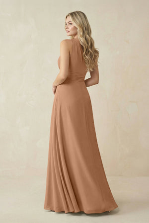 One - Shoulder A - Line Chiffon Bridesmaid Dress in Bronzer - KISS BRIDAL Bridesmaid Dresses