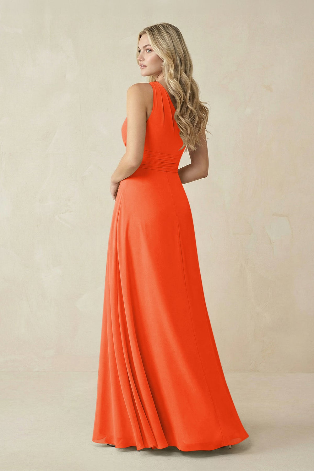 One-Shoulder A-Line Chiffon Bridesmaid Dress in Cinnamon