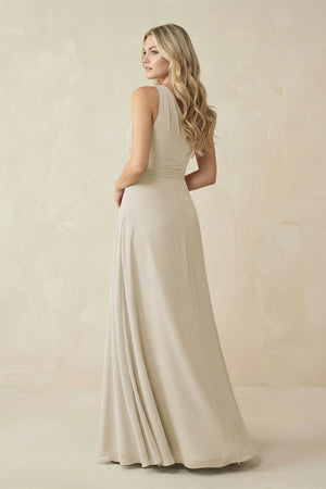 One - Shoulder A - Line Chiffon Bridesmaid Dress in Dove Gray - KISS BRIDAL Bridesmaid Dresses