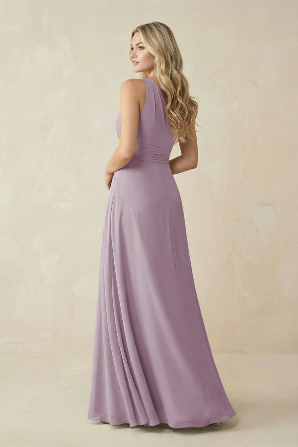 One-Shoulder A-Line Chiffon Bridesmaid Dress in Dusk (2) | KISSBRIDAL