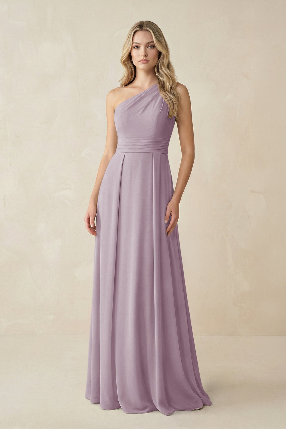 One-Shoulder A-Line Chiffon Bridesmaid Dress in Dusk