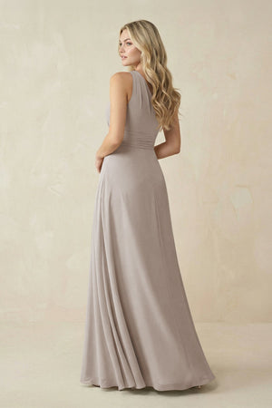 One-Shoulder A-Line Chiffon Bridesmaid Dress in Frost (2) | KISSBRIDAL