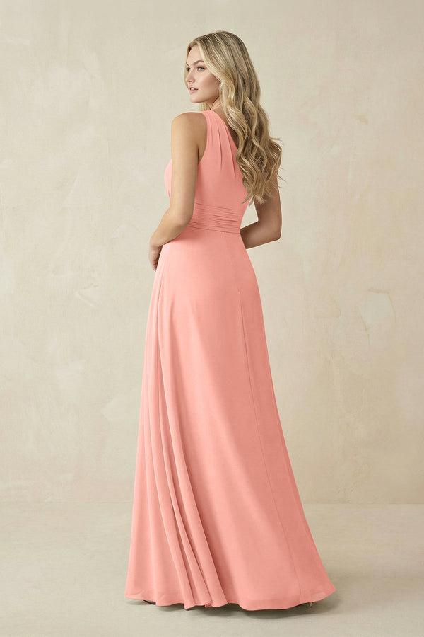 One-Shoulder A-Line Chiffon Bridesmaid Dress in Rosette (2) | KISSBRIDAL