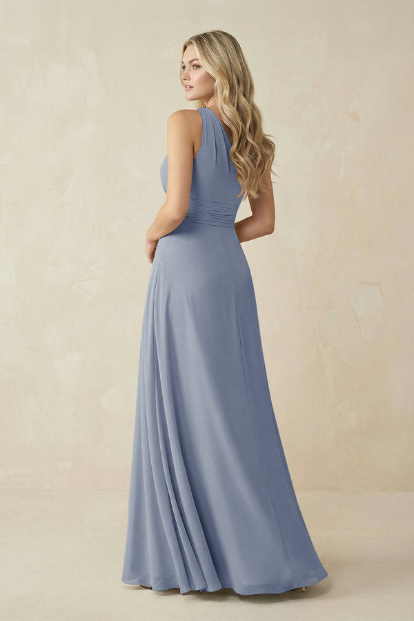 One - Shoulder A - Line Chiffon Bridesmaid Dress in Twilight - KISS BRIDAL Bridesmaid Dresses