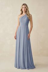 One - Shoulder A - Line Chiffon Bridesmaid Dress in Twilight - KISS BRIDAL Bridesmaid Dresses