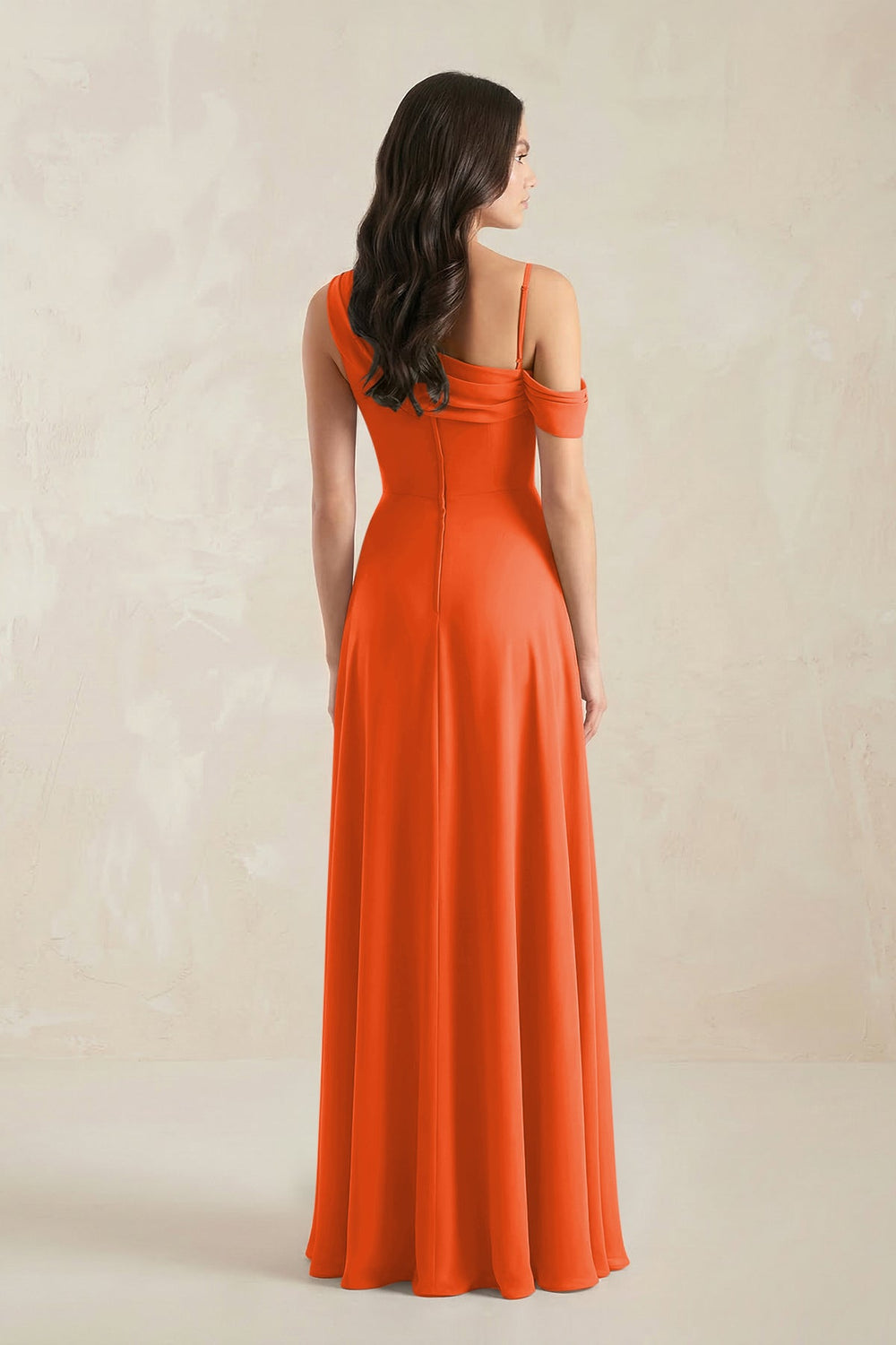 One-Shoulder Chiffon A-Line Bridesmaid Dress in Cinnamon