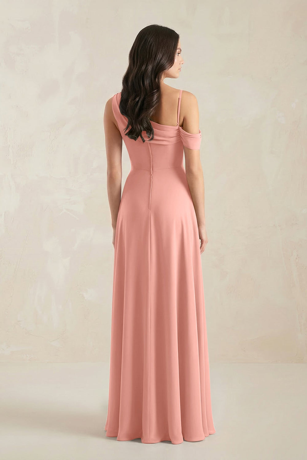 One-Shoulder Chiffon A-Line Bridesmaid Dress in Rosette