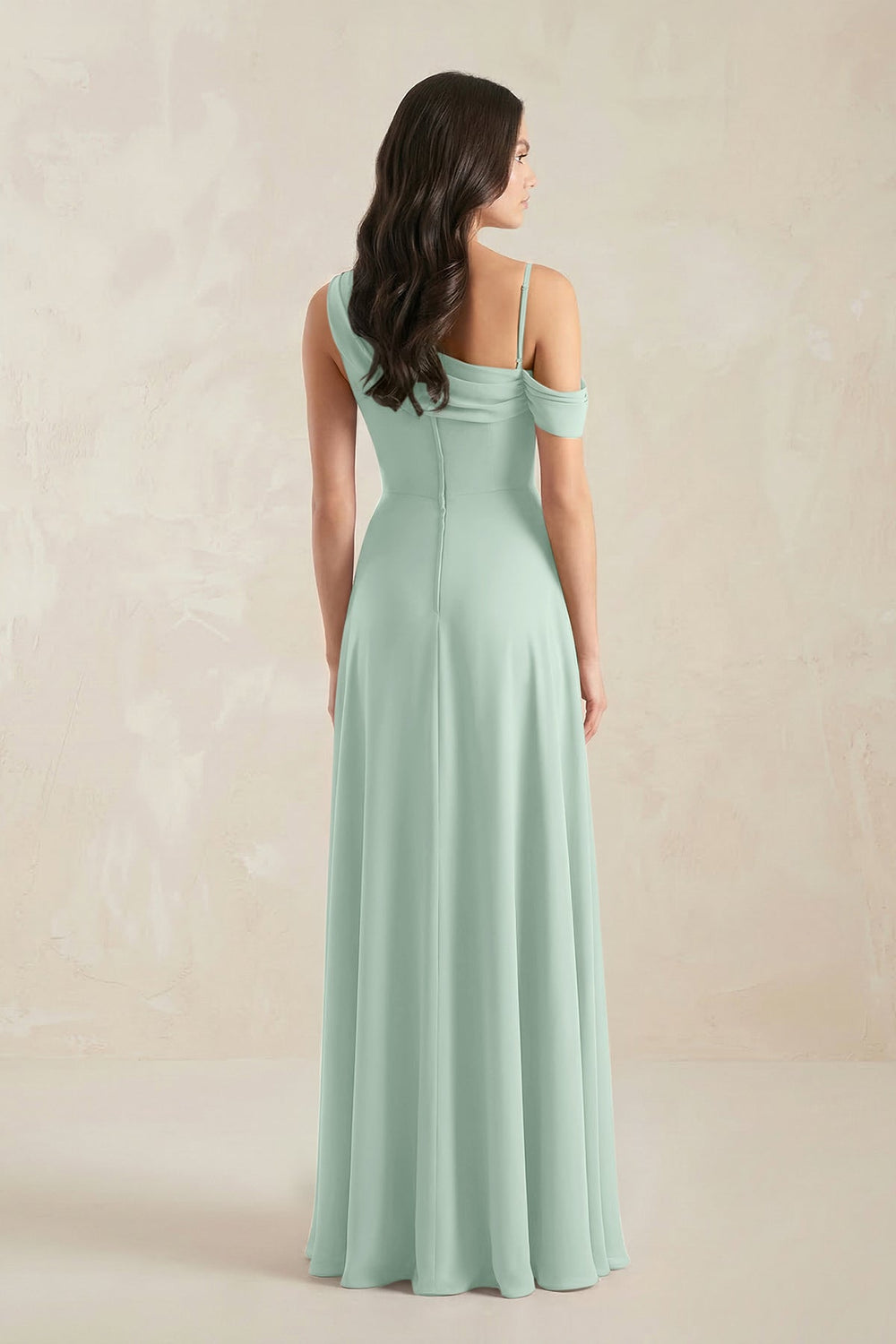 One-Shoulder Chiffon A-Line Bridesmaid Dress in Sage