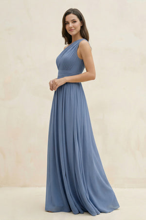 One - Shoulder Pleated A - Line Chiffon Bridesmaid Dress - KISS BRIDAL Bridesmaid Dresses